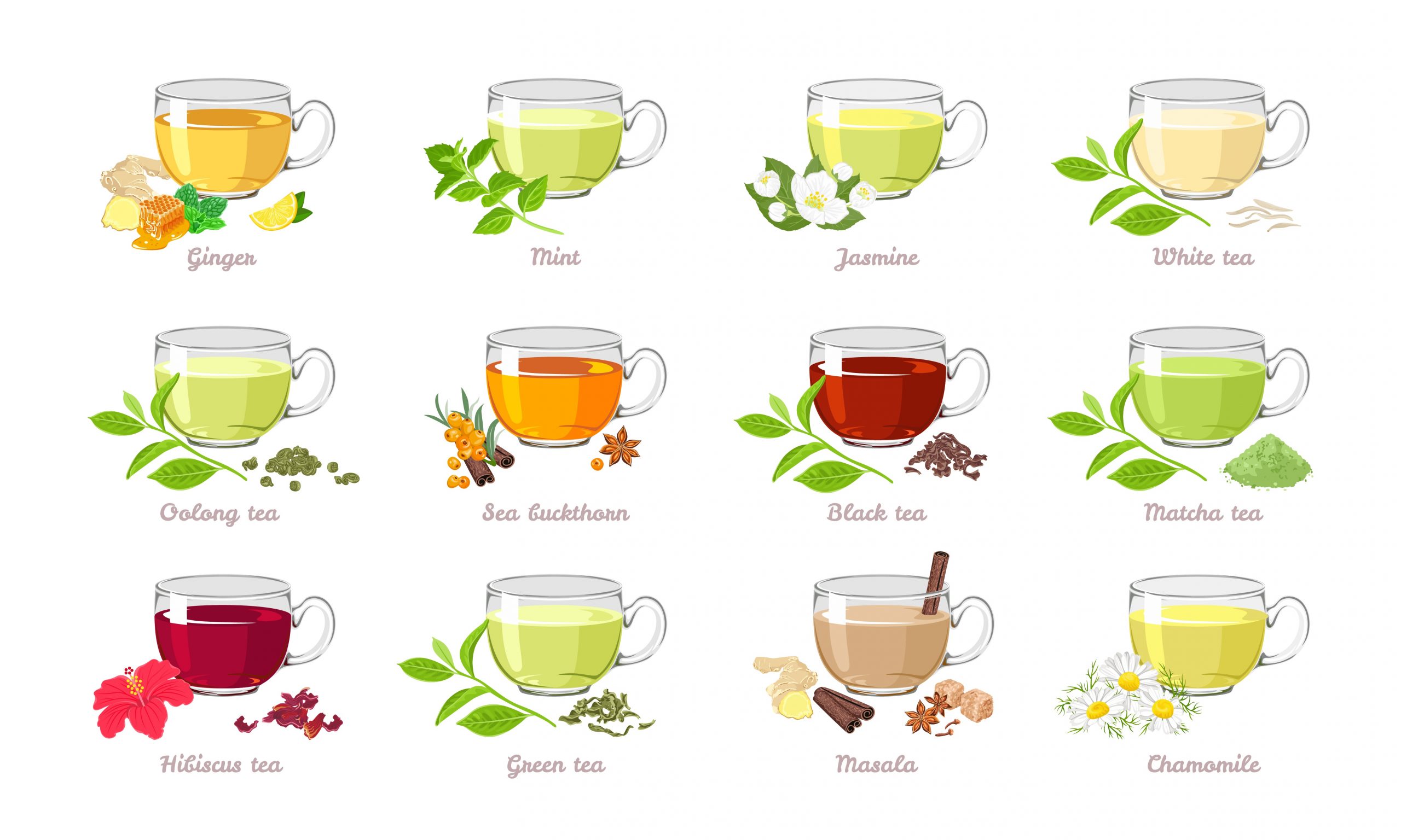 Collection of tea of ​​different types.